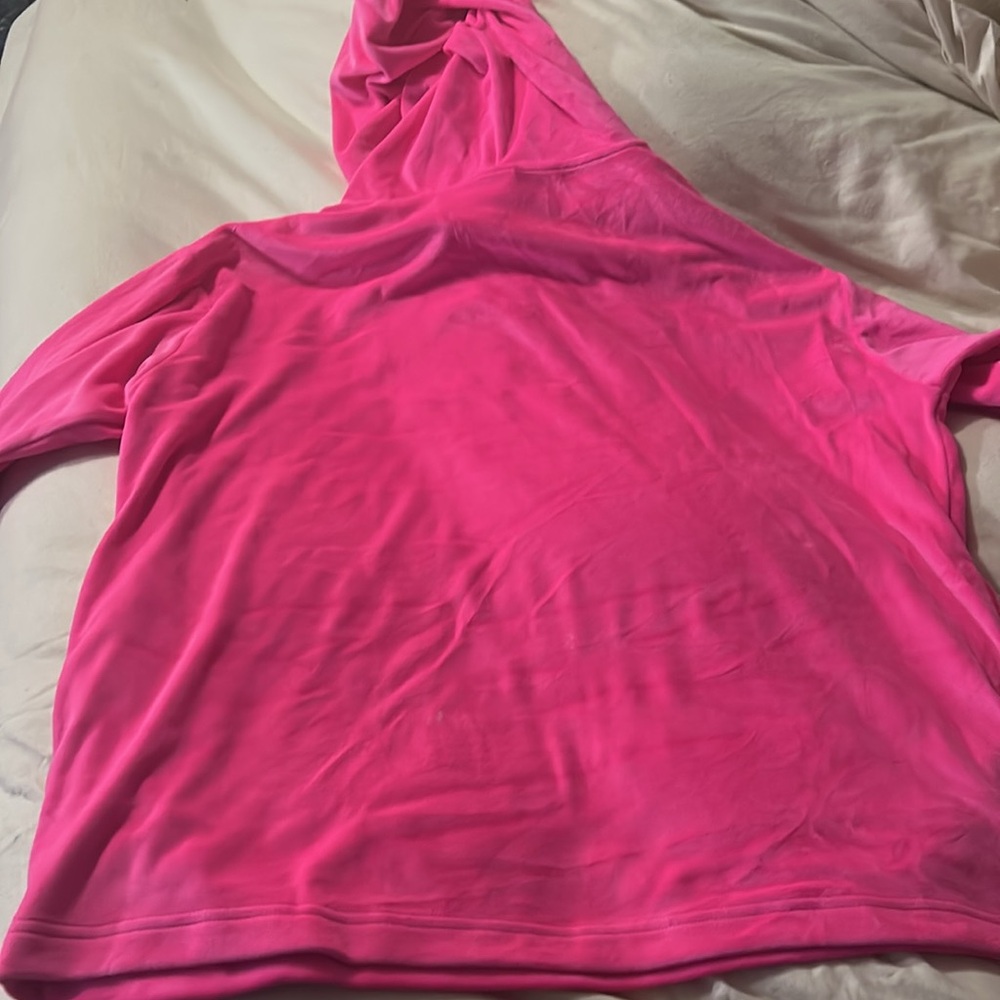 Super soft PINK velour hot pink hoodie with pockets. - Picture 5 of 5